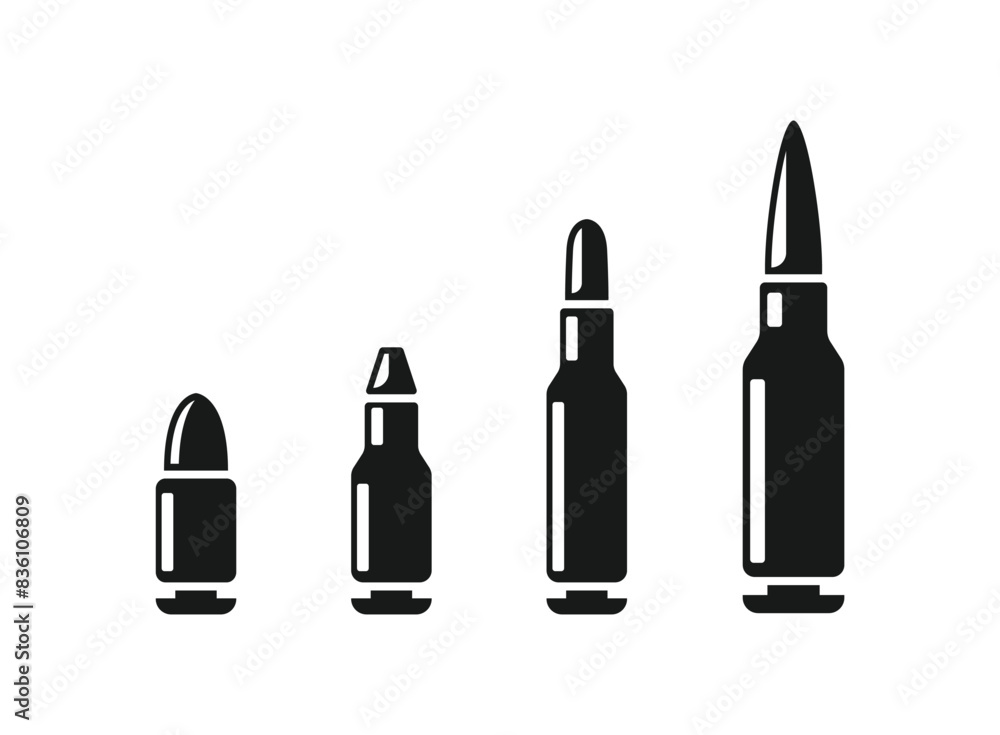 Cartridges icon in flat style. Bullet ammunition symbol vector illustration on isolated background. Ammo sign business concept. Cartridges icon in flat style. Bullet ammunition symbol vector illustration on isolated background. Ammo sign business concept.