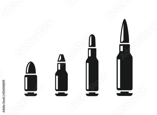 Cartridges icon in flat style. Bullet ammunition symbol vector illustration on isolated background. Ammo sign business concept.