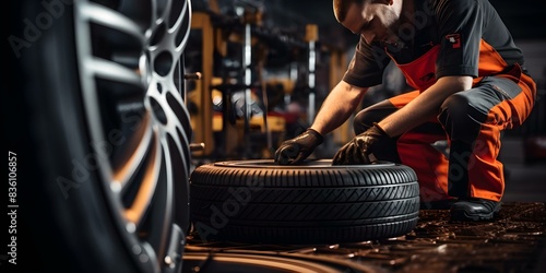 Skilled tire repair and replacement with maintenance and vulcanization solutions available. Concept Tire Repair, Tire Replacement, Maintenance, Vulcanization Solutions photo