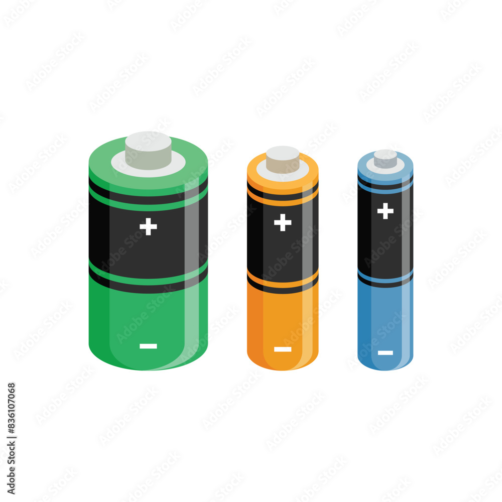 Alkaline battery set icon in flat style. Different size accumulator vector illustration on isolated background. Accumulator recharge sign business concept. Alkaline battery set icon in flat style. Different size accumulator vector illustration on isolated background. Accumulator recharge sign business concept.