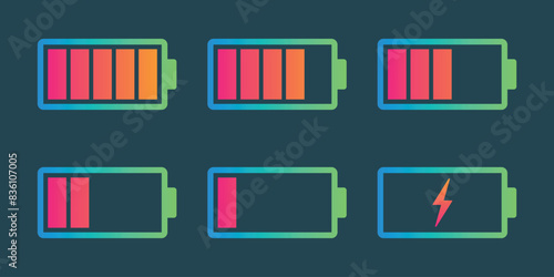Alkaline battery set icon in flat style. Different size accumulator vector illustration on isolated background. Accumulator recharge sign business concept.