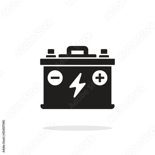Alkaline battery icon in flat style. Car accumulator vector illustration on isolated background. Accumulator recharge sign business concept.