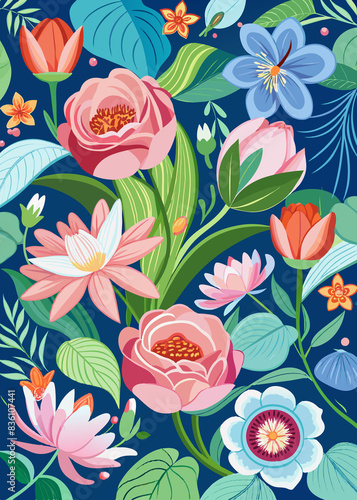 Fondo de flores colorido, patrón