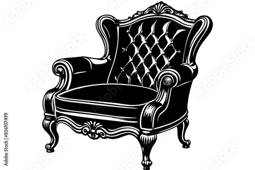 chair Victorian style vector art illustration 