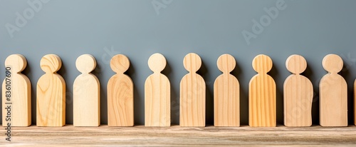 A group of wooden men. 
