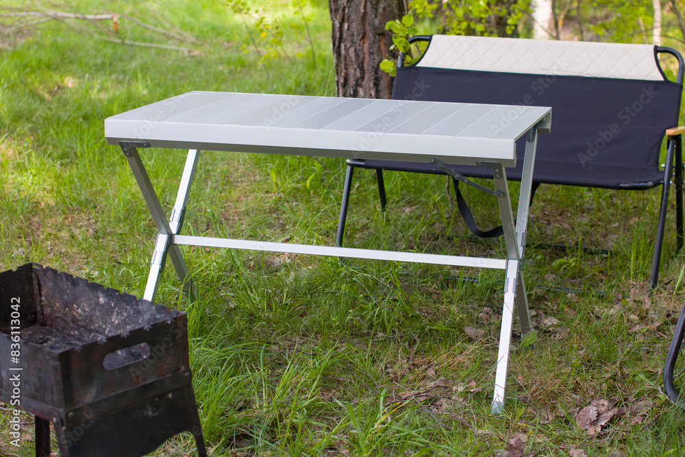 aluminum folding travel table. Picnic and outdoor recreation