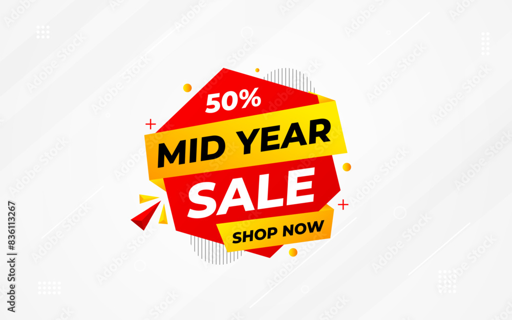 Mid Year Sale banner vector template. New Year Discount vector graphic element. Super shop label Promo design. Product opening festival background collection. Mid Year Sale banner vector template. New Year Discount vector graphic element. Super shop label Promo design. Product opening festival background collection.