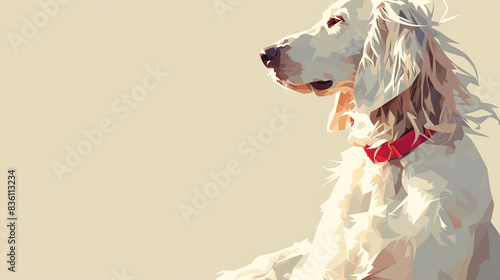 Captivating Minimalist Digital Art Featuring a Joyful English Setter