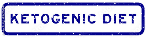 Grunge blue ketogenic diet word square rubber seal stamp on white background
