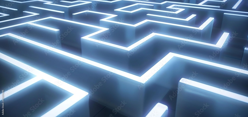 Bright blue neon creates a maze Bright blue neon creates a maze