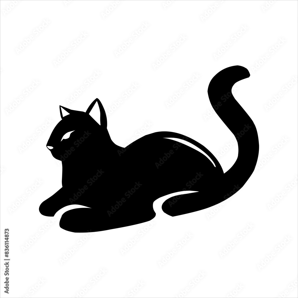 Naklejka premium silhouette of a protected cat on a white background with various poses