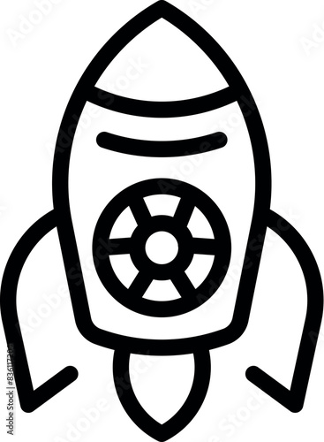 Minimalistic line art of a rocket suitable for logos and designs