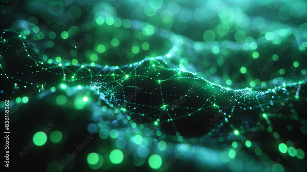 Glowing green and blue light connection; energy transition tone. Futuristic background for presentation design. Glowing green and blue light connection; energy transition tone. Futuristic background for presentation design.