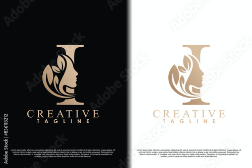 beauty face design with letter i concept design