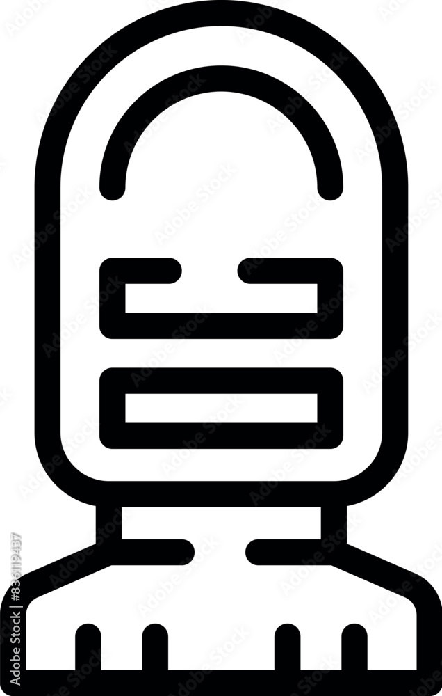 A simple black and white icon depicting a stylized person with a winter hat A simple black and white icon depicting a stylized person with a winter hat