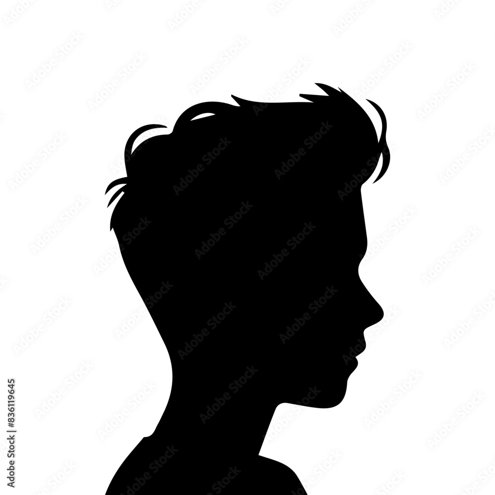 Child boy silhouette isolated on white background
