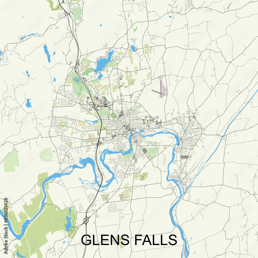 Obraz premium Glens Falls, New York, United States map poster art