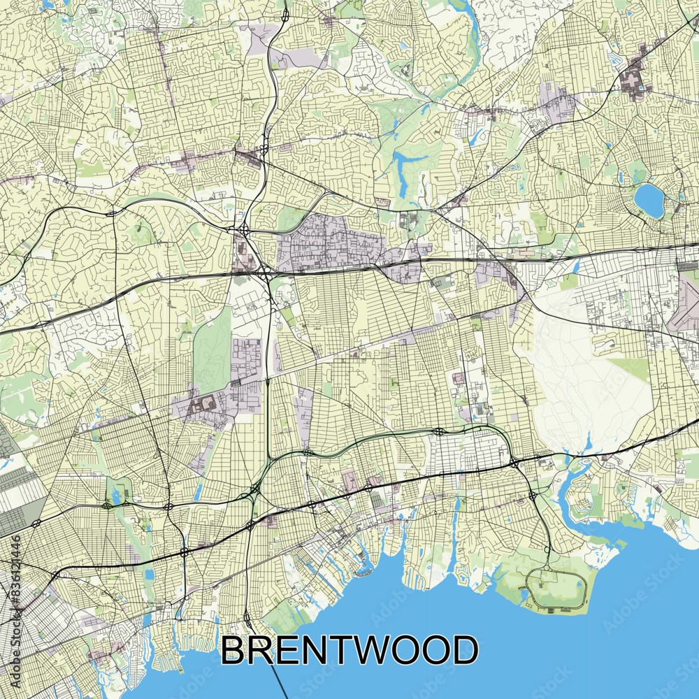 Brentwood, New York, United States map poster art