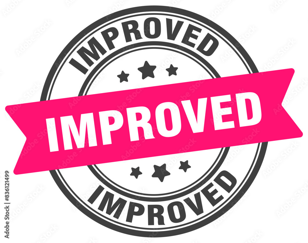improved stamp. improved label on transparent background. round sign improved stamp. improved label on transparent background. round sign