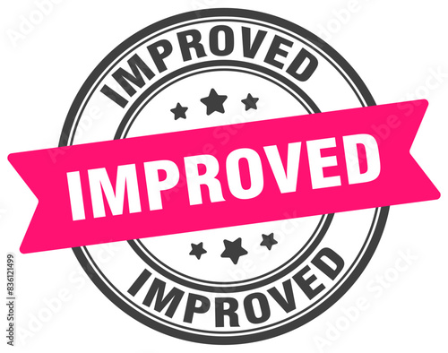 improved stamp. improved label on transparent background. round sign