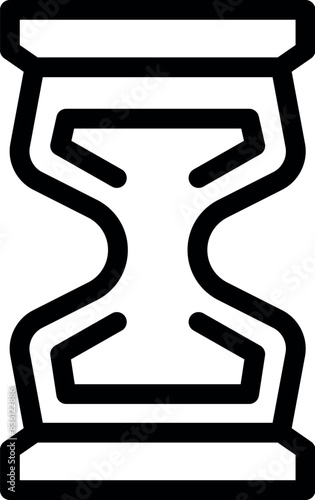 Simple black outline of an hourglass, representing time management and deadlines, in vector format