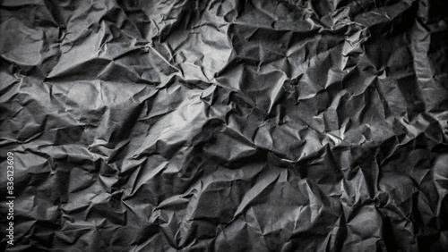 A rough, black paper texture with deep creases and wrinkles
