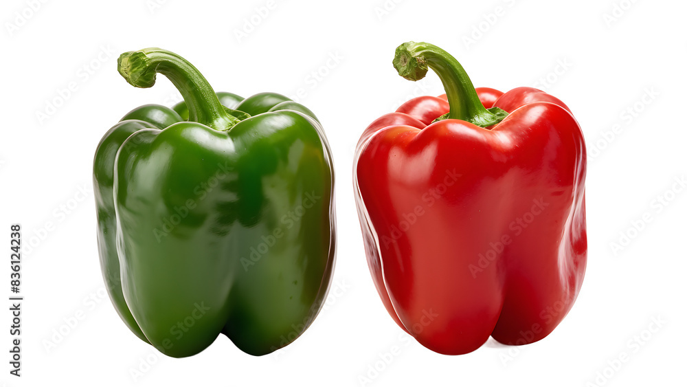 red and green peppers isolated on transparent background red and green peppers isolated on transparent background