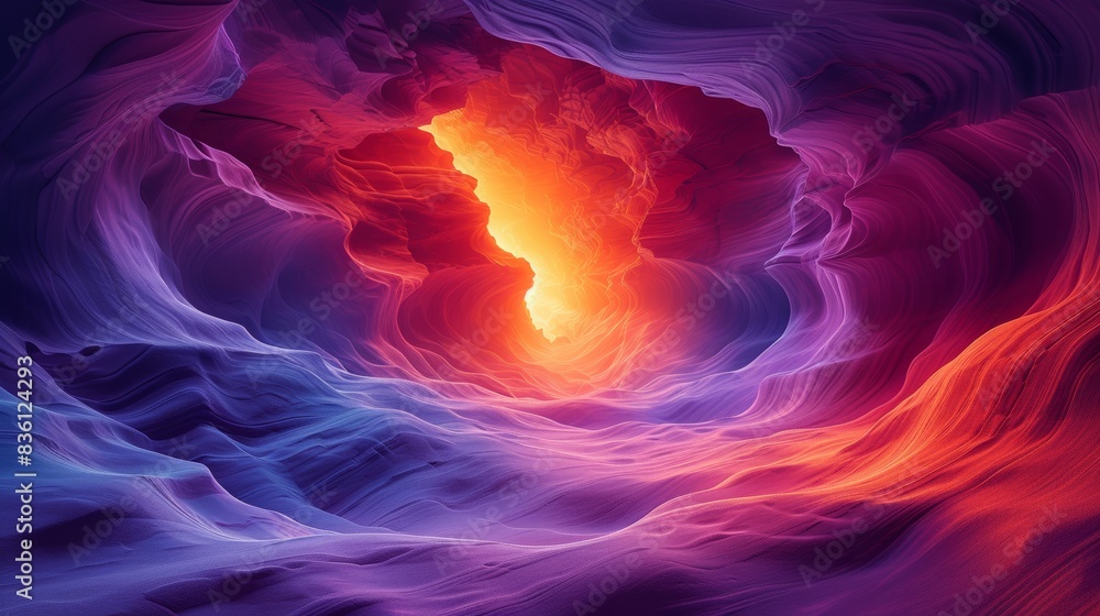 Vibrant abstract cave with glowing light Vibrant abstract cave with glowing light