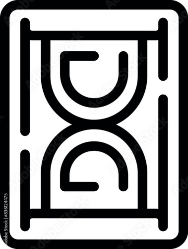 Simplified line art vector illustration of an hourglass, symbolizing time management in black and white