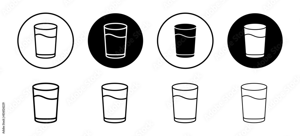 water glass icon vector set collection for web