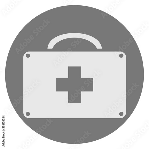 black and white vector design of first aid box logo image for factory area.