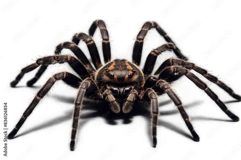 Detailed spider image with key focus on texture and anatomy, ideal for educational content Transparent, png, white background