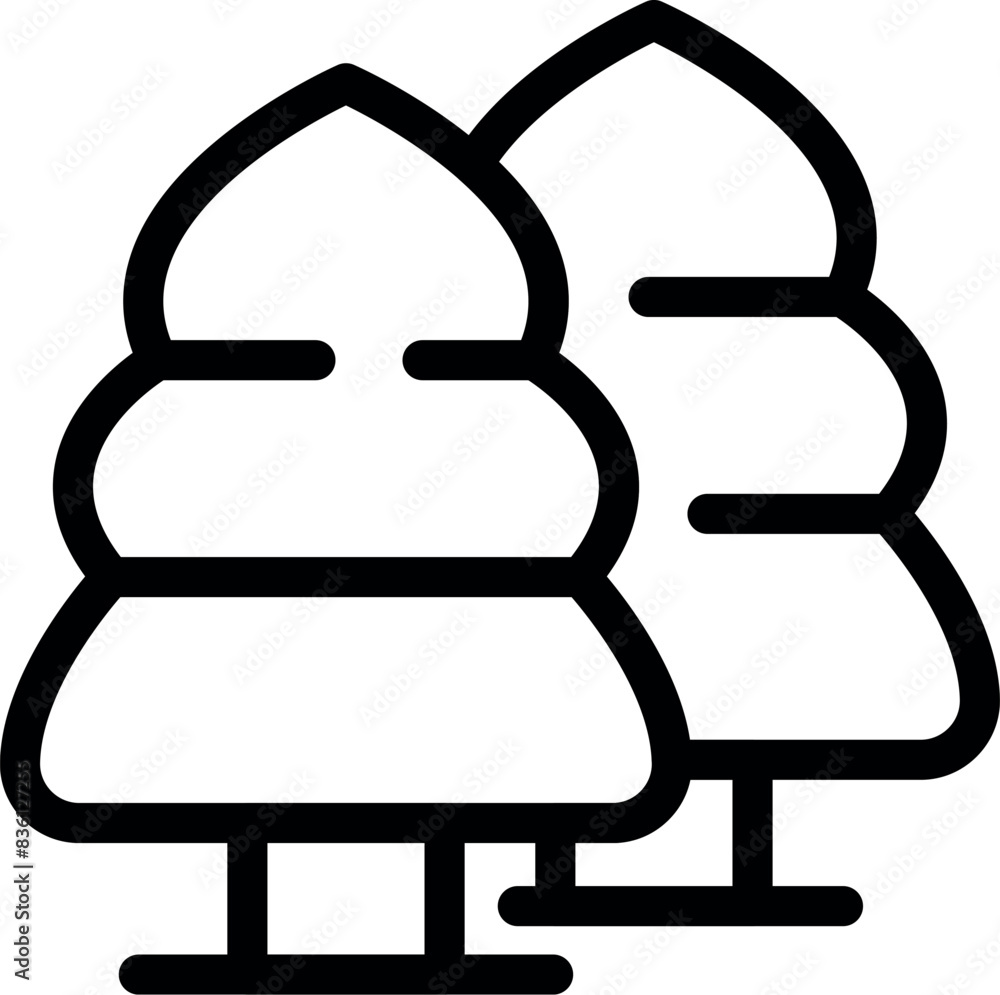 Minimalist black and white linear vector trees icon with stylized, abstract, and decorative design for ecofriendly branding and environmental graphics Minimalist black and white linear vector trees icon with stylized, abstract, and decorative design for ecofriendly branding and environmental graphics