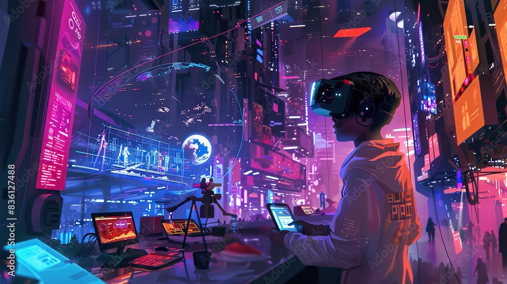 Naklejka premium An Adaptable digital world where skills are diverse