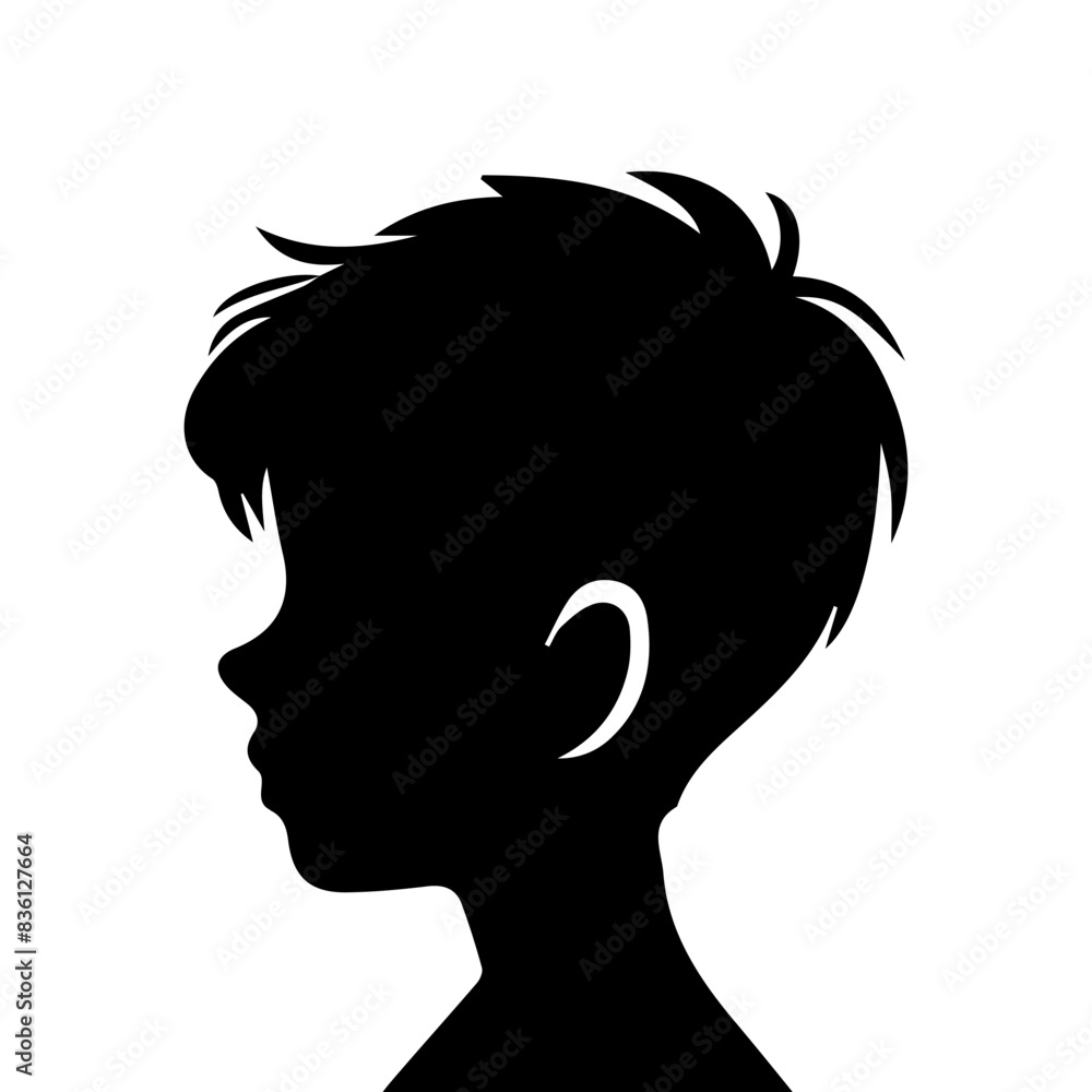 illustration of boy profile, black silhouette isolated on white background illustration of boy profile, black silhouette isolated on white background