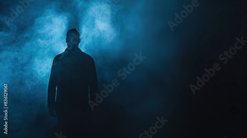 Silhouette of a person in the dark room
