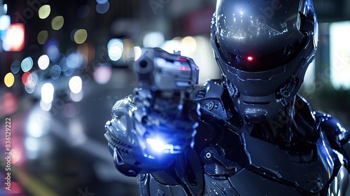 A robot cop is reprogrammed to serve as a bodyguard photo