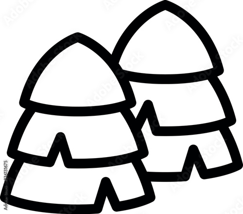 Black and white line art of two beehives, suitable for educational and creative use