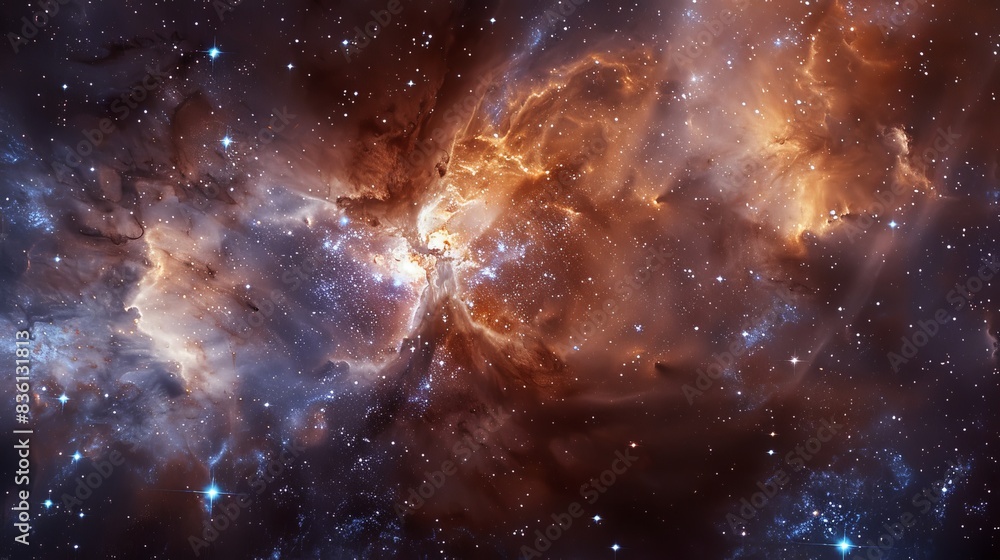 Obraz premium The heart of a galaxy rendered in vivid detail, showing swirling patterns of stars and dust that hint at the unseen forces shaping the cosmos.