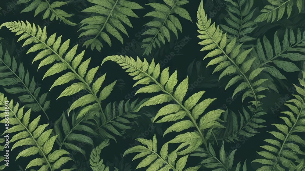 Botanical background with green fern leaves, Ai generated Botanical background with green fern leaves, Ai generated