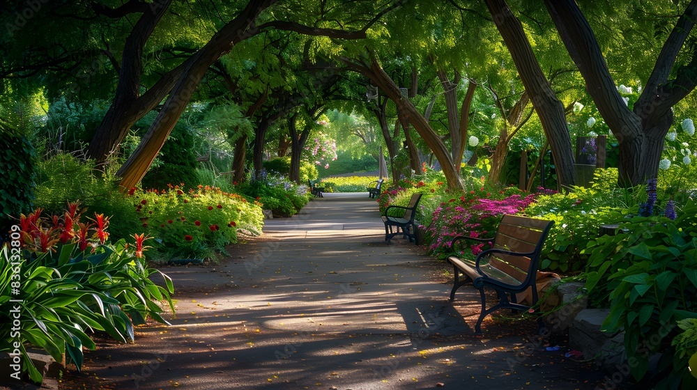 A garden with shady trees image