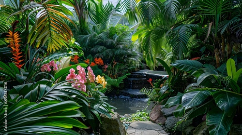 A tropical garden with exotic image