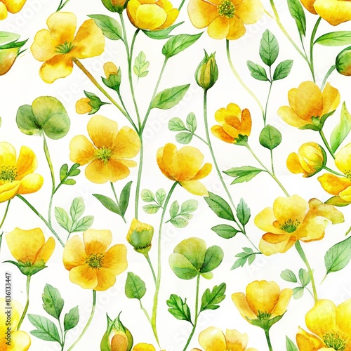 A flowers watercolor painting seamless pattern © Hussein
