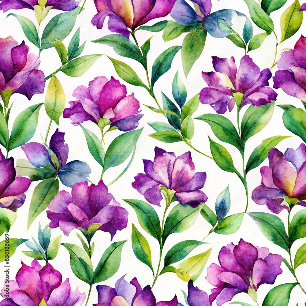 A flowers watercolor painting seamless pattern
