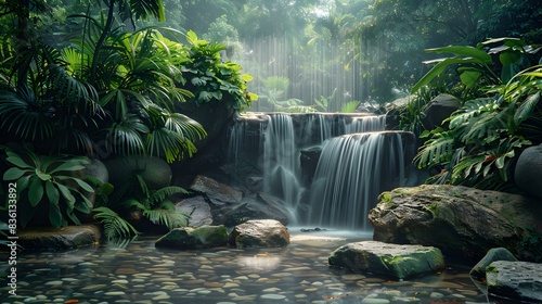 A garden with a waterfall pic