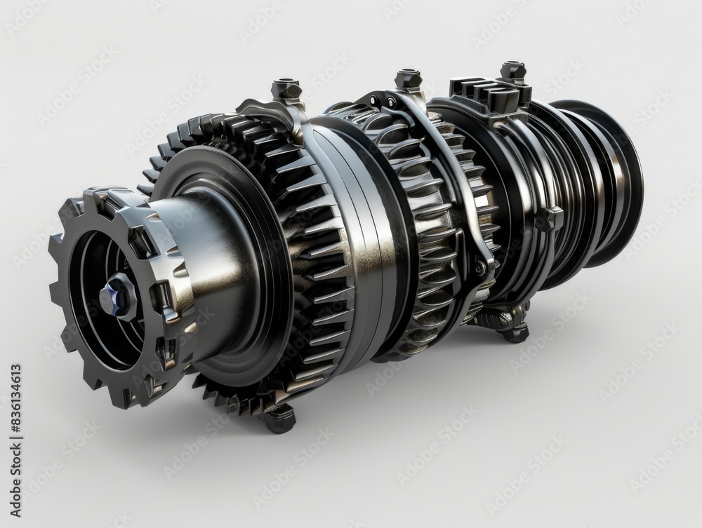 The image shows a 3D rendering of a mechanical device The image shows a 3D rendering of a mechanical device