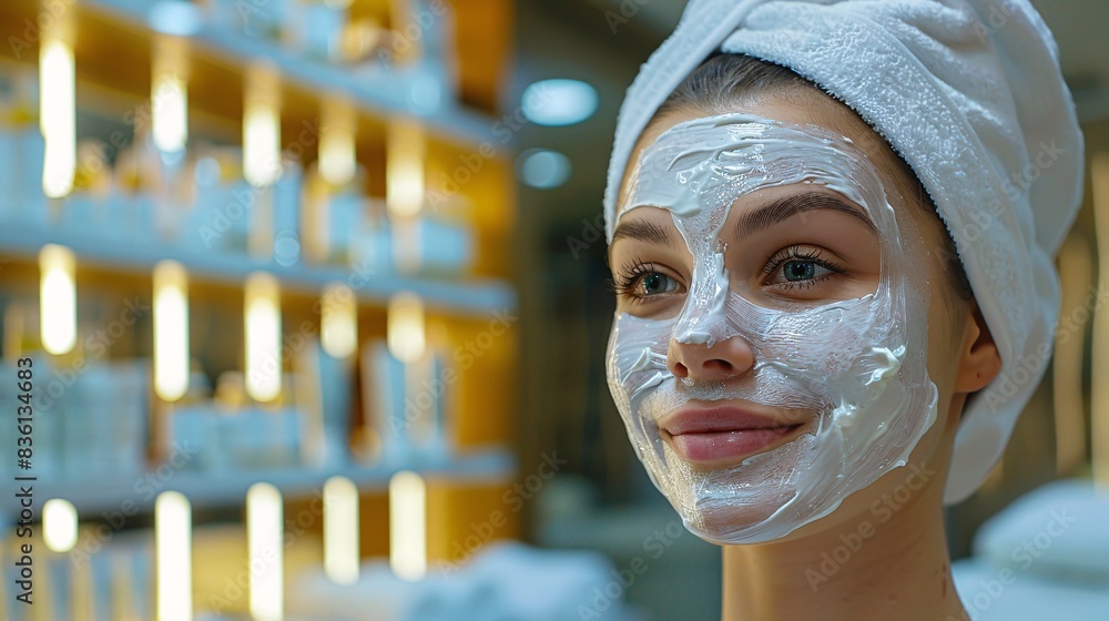 portrait of woman in clay facial mask portrait of woman in clay facial mask