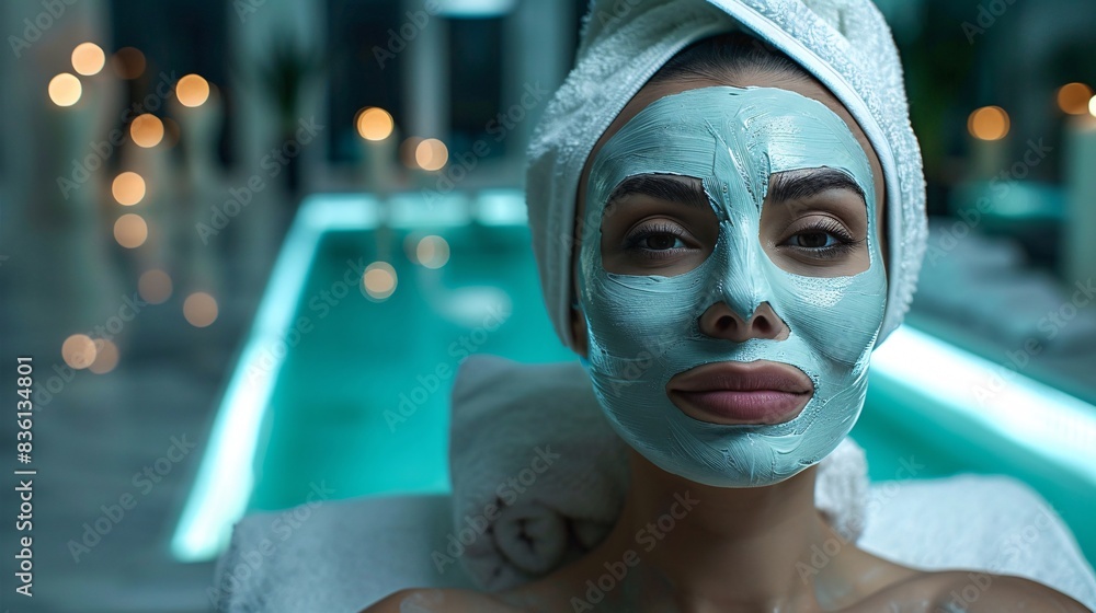 portrait of woman in clay facial mask portrait of woman in clay facial mask
