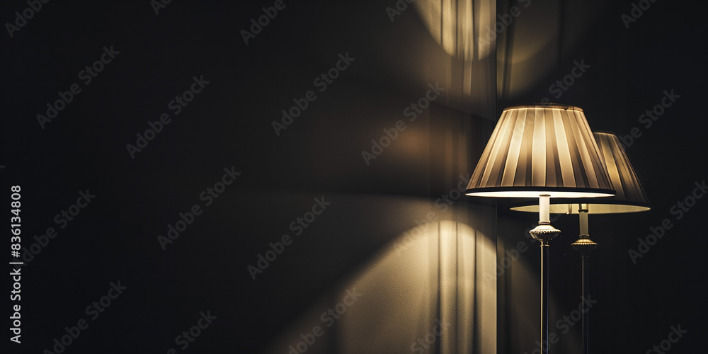 A black background with light and shadow effects from lamps, giving a warm and mysterious feel. A black background with light and shadow effects from lamps, giving a warm and mysterious feel.