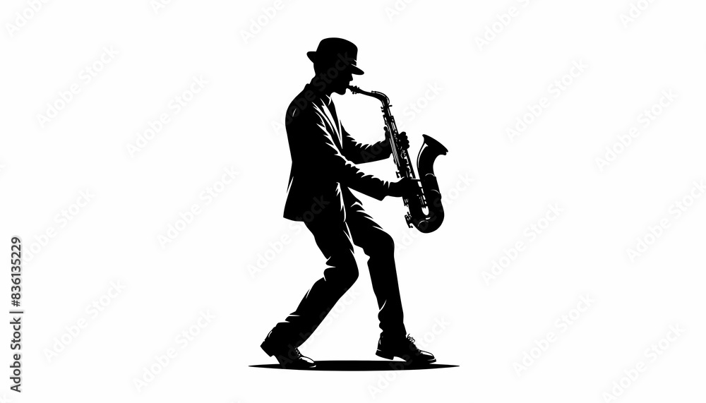 Silhouette of a saxophonist Silhouette of a saxophonist